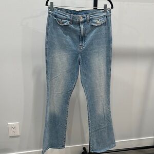 7 For All Mankind Blue Flare Wide Leg Jeans